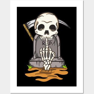 skull grave Posters and Art